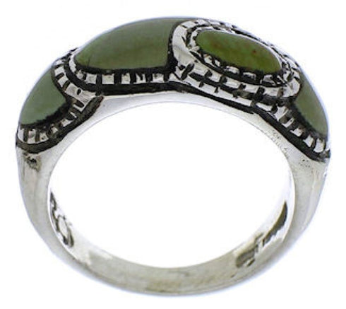 Southwest Sterling Silver Turquoise Inlay Ring Size 6-1/2 JX37279
