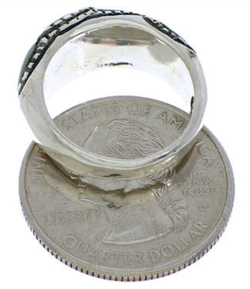 Southwest Sterling Silver Turquoise Inlay Ring Size 6-1/2 JX37279