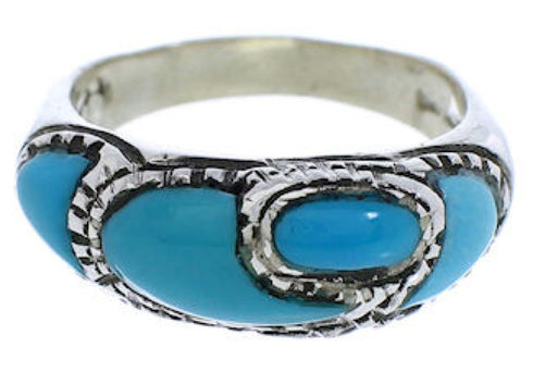 Authentic Southwest Sterling Silver Turquoise Ring Size 7-3/4 JX37325
