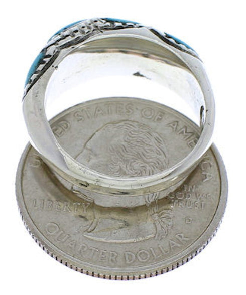 Authentic Southwest Sterling Silver Turquoise Ring Size 7-3/4 JX37325