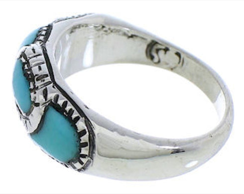 Genuine Sterling Silver And Turquoise Ring Size 8-3/4 JX37380