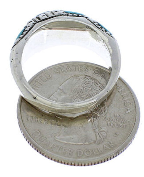 Genuine Sterling Silver And Turquoise Ring Size 8-3/4 JX37380