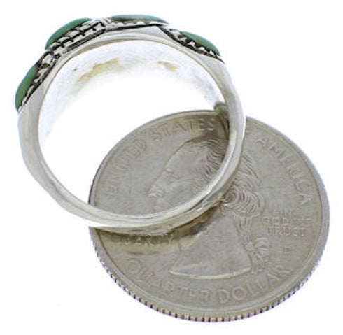 Silver Turquoise Inlay Ring Size 4-3/4 JX37405
