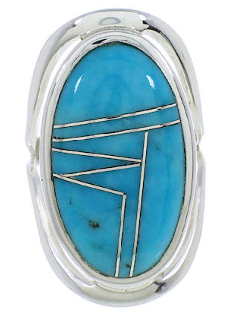 Authentic Sterling Silver Turquoise Ring Size 7-1/4 JX37479