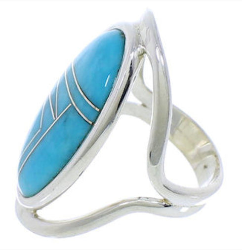 Authentic Sterling Silver Turquoise Ring Size 7-1/4 JX37479