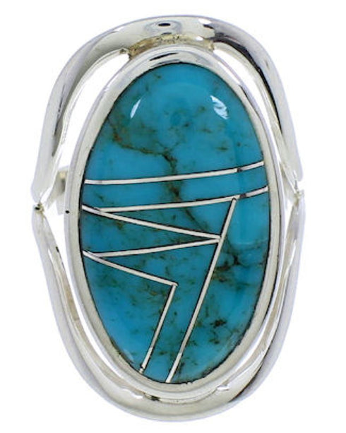 Southwest Genuine Sterling Silver Turquoise Ring Size 5 JX37584
