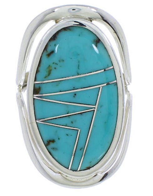 Genuine Sterling Silver Southwest Turquoise Ring Size 6-3/4 JX37626