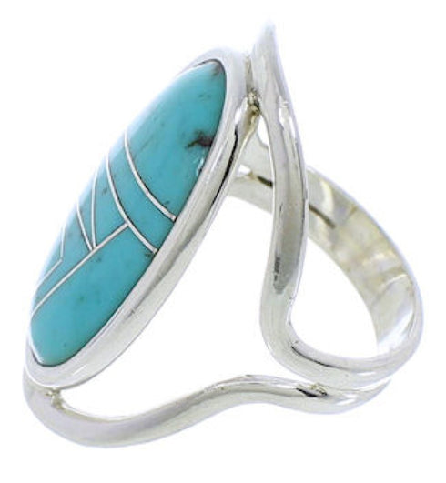 Genuine Sterling Silver Southwest Turquoise Ring Size 6-3/4 JX37626