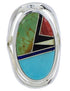 Southwest Sterling Silver Multicolor Inlay Ring Size 6-1/4 JX37663