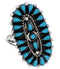 Silver Turquoise Needlepoint Jewelry Ring Size 7-3/4 YX35062