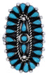 Silver Turquoise Needlepoint Jewelry Ring Size 7-3/4 YX35062