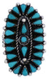Southwest Silver Needlepoint Turquoise Ring Size 8-3/4 YX35100