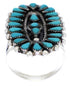 Southwest Silver Needlepoint Turquoise Ring Size 8-3/4 YX35100