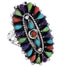 Needlepoint Multicolor Genuine Sterling Silver Ring Size 6-1/4 YX35140