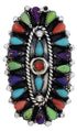 Needlepoint Multicolor Genuine Sterling Silver Ring Size 6-1/4 YX35140
