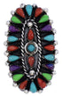 Sterling Silver And Multicolor Needlepoint Ring Size 6-3/4 YX35194