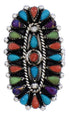 Multicolor Southwest Needlepoint Silver Ring Size 6-3/4 YX35198