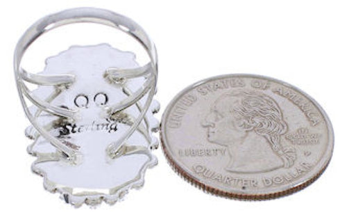 Multicolor Needlepoint And Sterling Silver Ring Size 6 YX35202