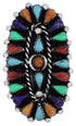Needlepoint Multicolor Sterling Silver Jewelry Ring Size 5-3/4 YX35213
