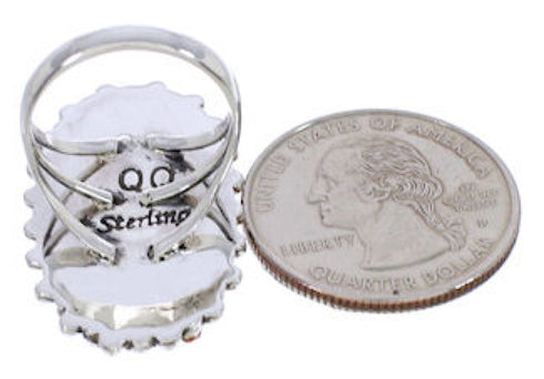 Needlepoint Multicolor Sterling Silver Jewelry Ring Size 5-3/4 YX35213