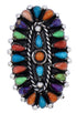 Sterling Silver Needlepoint Multicolor Jewelry Ring Size 6 YX35222