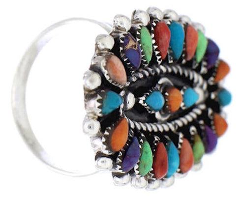 Sterling Silver Needlepoint Multicolor Jewelry Ring Size 6 YX35222