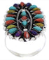 Multicolor Sterling Silver Needlepoint Ring Size 6-3/4 YX35249