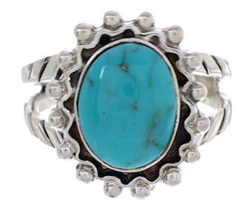 Southwest Sterling Silver Jewelry Turquoise Ring Size 5-3/4 YX35388