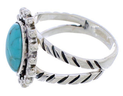 Southwest Sterling Silver Jewelry Turquoise Ring Size 5-3/4 YX35388