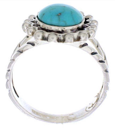 Southwest Sterling Silver Jewelry Turquoise Ring Size 5-3/4 YX35388