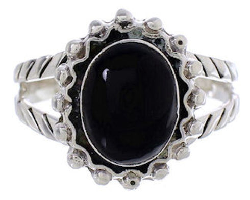 Southwest Jewelry Sterling SilverJet Ring Size 7-1/4 YX35269