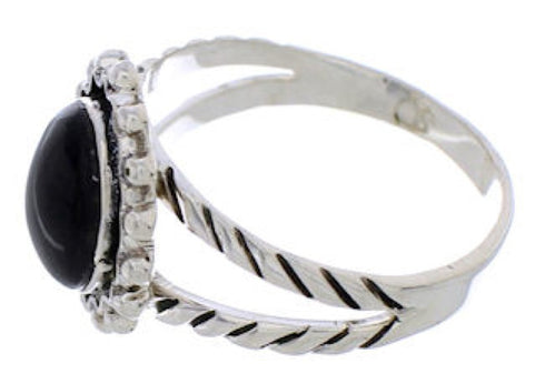Southwest Jewelry Sterling SilverJet Ring Size 7-1/4 YX35269