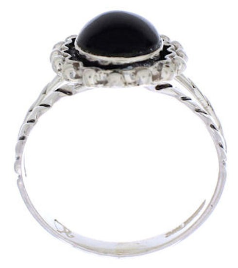 Southwest Jewelry Sterling SilverJet Ring Size 7-1/4 YX35269