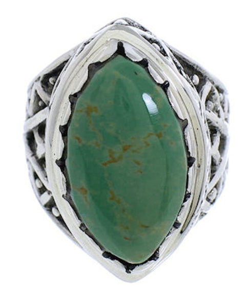 Turquoise And Sterling Silver Southwestern Ring Size 7-1/2 TX38928