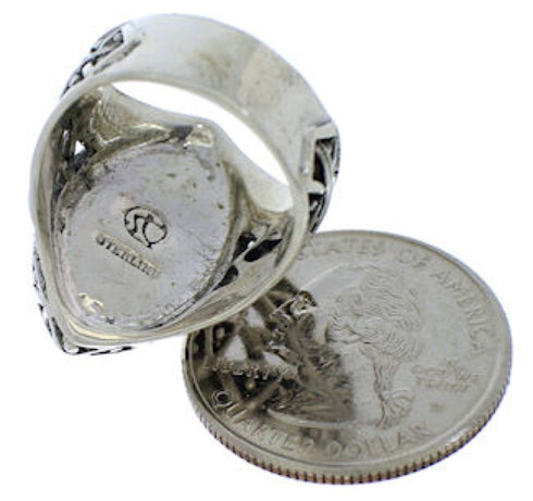 Turquoise And Sterling Silver Southwestern Ring Size 7-1/2 TX38928