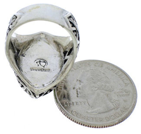 Southwest Turquoise And Sterling Silver Ring Size 6-1/2 TX38937