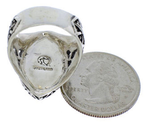 Turquoise Southwestern Silver Ring Size 8 TX38943