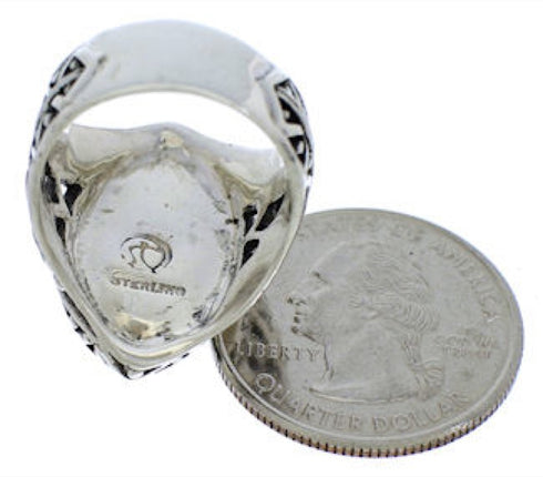 Turquoise Southwestern Sterling Silver Ring Size 4-3/4 TX38947