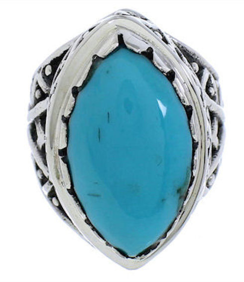 Southwestern Turquoise Sterling Silver Ring Size 5-3/4 TX38959