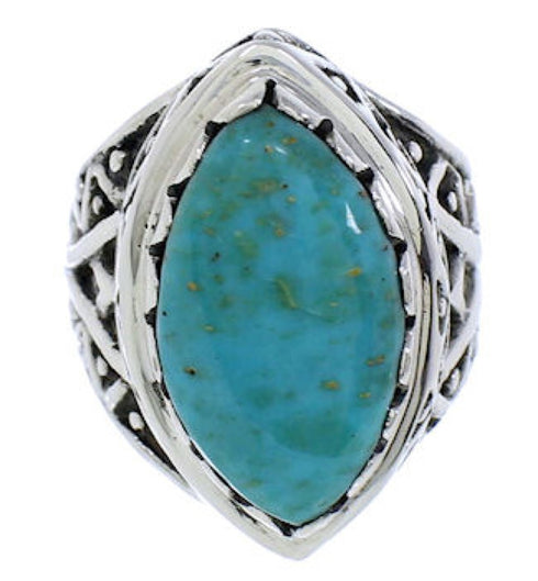 Southwestern Silver Turquoise Ring Size 7-3/4 TX38971