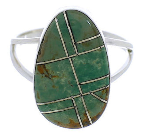 Southwest Sterling Silver Turquoise Inlay Ring Size 7-1/4 TX38982