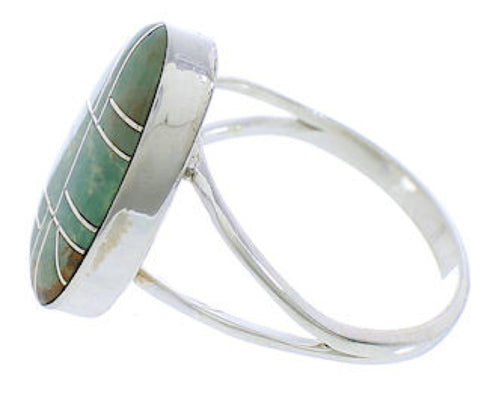 Southwest Sterling Silver Turquoise Inlay Ring Size 7-1/4 TX38982