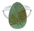 Silver Turquoise Inlay Jewelry Ring Size 6-1/2 TX39003