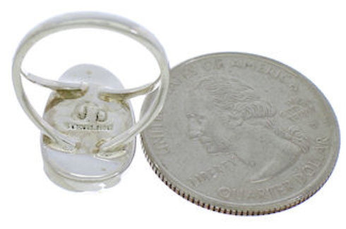 Turquoise Inlay Sterling Silver Jewelry Ring Size 7-1/2 TX39139