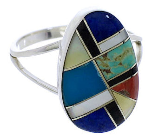 Multicolor Inlay Silver Southwest Ring Size 4-1/2 WX81327