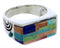 Sterling Silver Multicolor Inlay Ring Size 11-1/4 EX41344