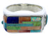 Sterling Silver Multicolor Inlay Ring Size 11-1/4 EX41344