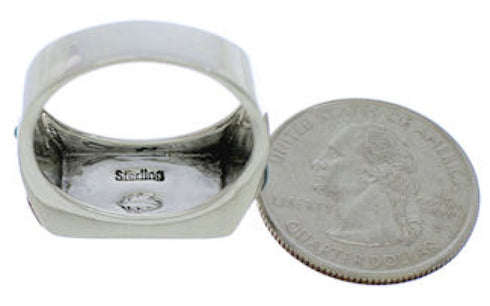 Sterling Silver Multicolor Inlay Ring Size 11-1/4 EX41344