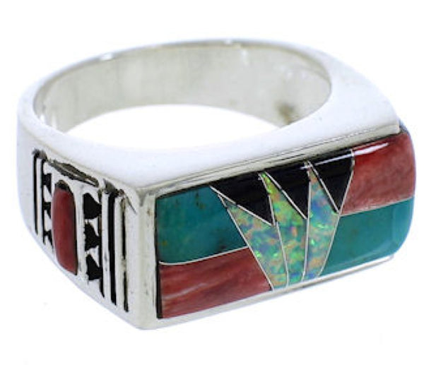 Multicolor Southwestern Silver Ring Size 10-1/2 EX41522