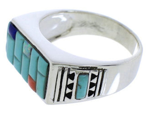Southwestern Multicolor Silver Ring Size 12 EX41544